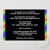 37. Geburtstagsparty — Spaß, Regenbogenspektrum "3 Folieneinladung (Rückseite)