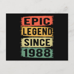 37 Jahre alter Geburtstag 1988 Epische Legende 37. Postkarte