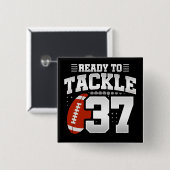 37 Jahre altes Tackle Football Party 37. Geburtsta Button (Vorne & Hinten)