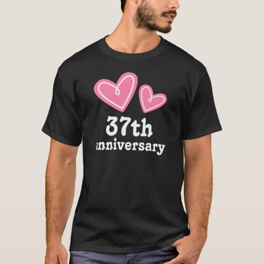 37. Jahrestags-Geschenk-Herzen T-Shirt (Vorderseite)