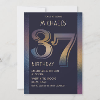 37. lila und goldener Geburtstag Einladung