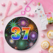 37. Veranstaltung - Spaß, farbenfroh, kühl, Regenb Pappteller (Party)