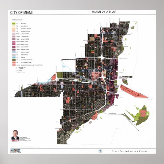37" x 36" Miami 21 Zoning Code Atlas Poster Matte (Vorne)