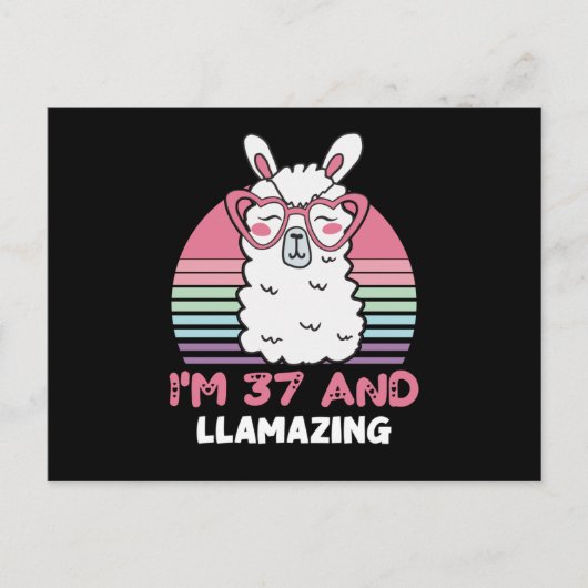 37 Year Old Bday Llamazing 37th Birthday Llama Postkarte (Vorderseite)