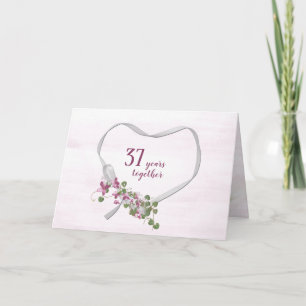 37th Anniversary Ribbon Heart Card Karte