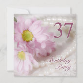 37th Birthday party invitation with daisies Einladung (Vorderseite)