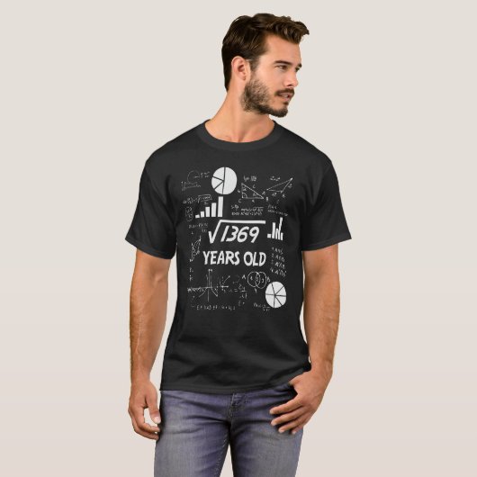 37th Birthday Square Root Math 37 Years Old Bday T-Shirt (Vorne ganz)