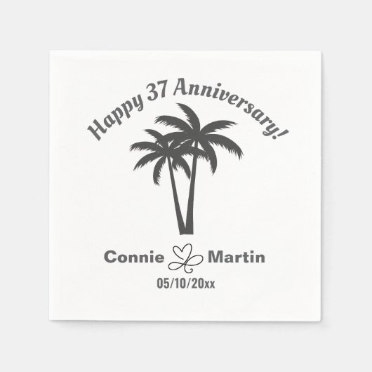 37th Wedding Anniversary Palm Trees Serviette (Vorderseite)