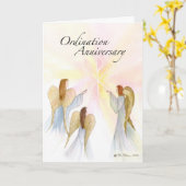 3849 Ordination Jubiläum mit Engeln Karte (Gelbe Blume)