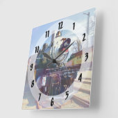 385 Dampflokomotive Quadratische Wanduhr (Winkel)
