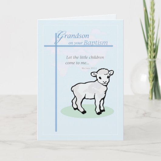 3877 Grandson Baptism Boy Lamb Karte (Vorderseite)