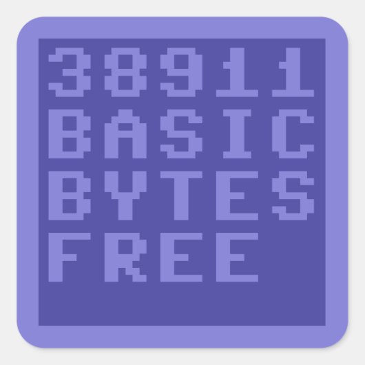 38911 BASIC BYTES FREE (Commodore 64) Quadratischer Aufkleber (Vorderseite)