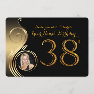38., Einladung zum Geburtstag,Nummer Glitzer Gold,