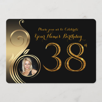 38., Einladung zum Geburtstag,Nummer Glitzer Gold,