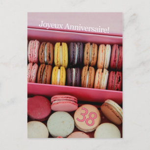 38. Französisch Geburtstag Macaron-Joyeux Annivers Postkarte