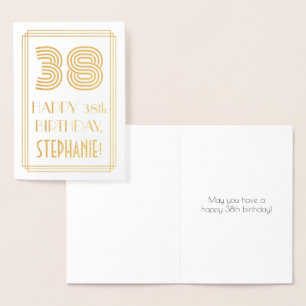 38. Geburtstag - Art Deco Inspiriert Look "38" & N Folienkarte
