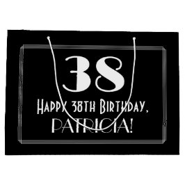 38. Geburtstag: Art Deco Inspiriert Stil "38", Nam Große Geschenktüte