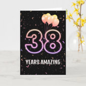 38. Geburtstag Ballons und Confetti Karte (Gelbe Blume)