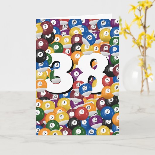 38. Geburtstag Billiard Balls Karte (Gelbe Blume)