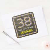 38. Geburtstag: Blumennummer, Imitate Holzbild, Na Quadratischer Aufkleber (Umschlag)