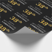38. Geburtstag: Elegant, schwarz, Imitate Gold Loo Geschenkpapier (Ecke)