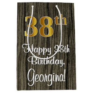 38. Geburtstag: Elegante Imitate Gold Look #, Imit Mittlere Geschenktüte
