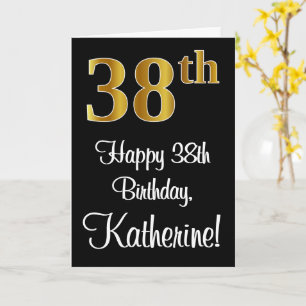 38. Geburtstag ~ Elegantes Luxuriöses Faux-Gold-Lo Karte
