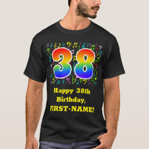 38. Geburtstag: Farbige Musik-Symbole, Regenbogen  T-Shirt