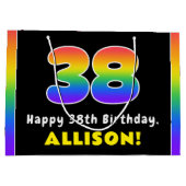 38. Geburtstag: Farbiger Regenbogen # 38, Individu Große Geschenktüte (Rückseite)