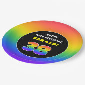 38. Geburtstag: Farbiger Regenbogen # 38, Individu Pappteller (Schrägansicht)