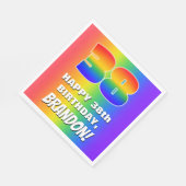 38. Geburtstag: Farbiges, lustiges Regenbogenmuste Serviette (Ecke)
