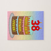 38. Geburtstag: Fun Cake and Candles + Individuell Puzzle (Horizontal)