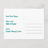 38. Geburtstag: Fun Hearts Pattern, Regenbogen 38 Postkarte (Rückseite)