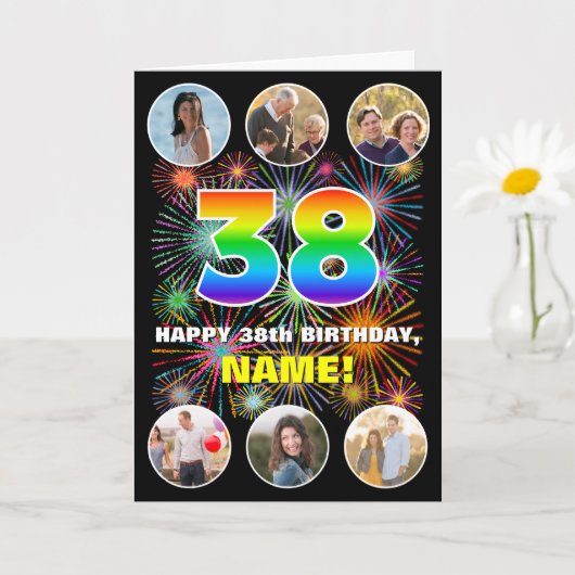 38. Geburtstag: Fun Rainbow #, Individuelle Name & Karte (Kleine Pflanze)
