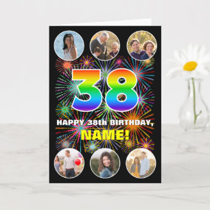 38. Geburtstag: Fun Rainbow #, Individuelle Name & Karte