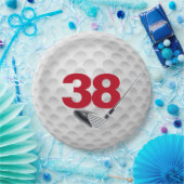 38. Geburtstag Golf Ball Design Paper Plate Pappteller (Party)
