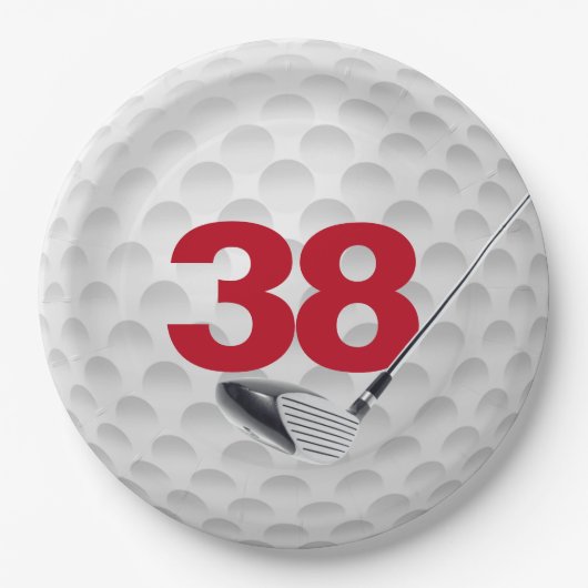 38. Geburtstag Golf Ball Design Paper Plate Pappteller (Vorderseite)