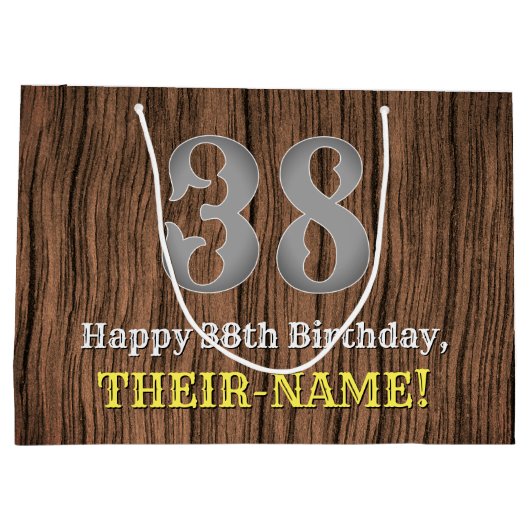 38. Geburtstag: Inspirierter Country Western Look, Große Geschenktüte (Rückseite)