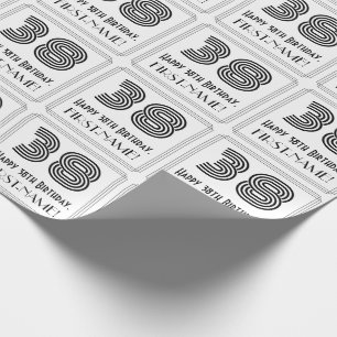 38. Geburtstag: Kunst-Deko-inspirierte Art "38" + Geschenkpapier