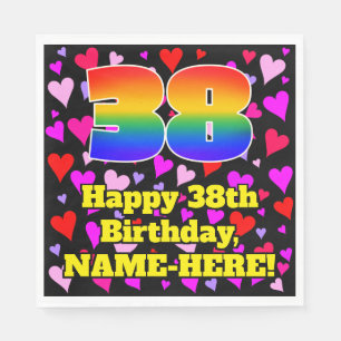 38. Geburtstag: Loving Hearts Pattern, Regenbogen Serviette