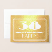 38. Geburtstag: Name + Art Deco Inspiriert Look "3 Folienkarte (Vorderseite mit Umschlag)
