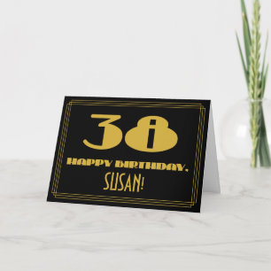 38. Geburtstag: Name + Art Deco inspirierter Look  Karte
