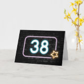 38. Geburtstag Neon Sign On Brick Wall Karte (Gelbe Blume)