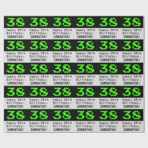 38. Geburtstag - Nerdy / Geeky Stil "38" und Name Geschenkpapier