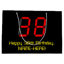38. Geburtstag: Red Digital Clock Style "38" + Nam