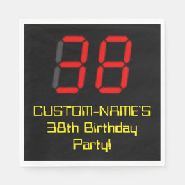 38. Geburtstag: Red Digital Clock Style "38" + Nam Serviette