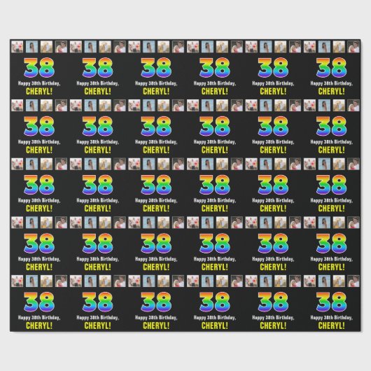 38. Geburtstag: Regenbogen "38"; benutzerdefiniert Geschenkpapier (Saum)