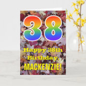 38. Geburtstag; Rustikale Herbstblätter; Regenboge Karte (Gelbe Blume)