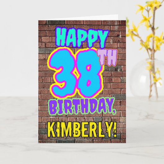 38. Geburtstag - Spaß, Urban Graffiti Inspiriert L Karte (Gelbe Blume)