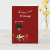 38. Geburtstag Wein und Rose Karte (Gelbe Blume)